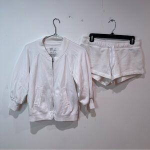 Victoria’s Secret Plush and Lush White Zip-Up Jacket and Shorts Set